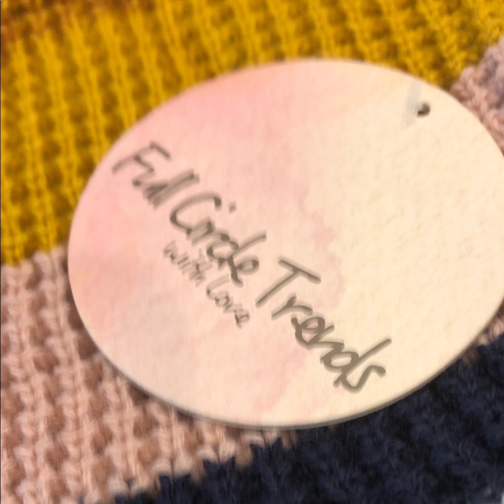 Full Circle Trends crop waffle knit sweater vibrant multicolored stripes SZ Med - Picture 4 of 9